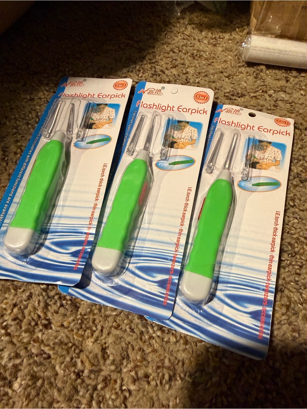 Flashlight Earpick Tool - Green Handle (3 Pack)